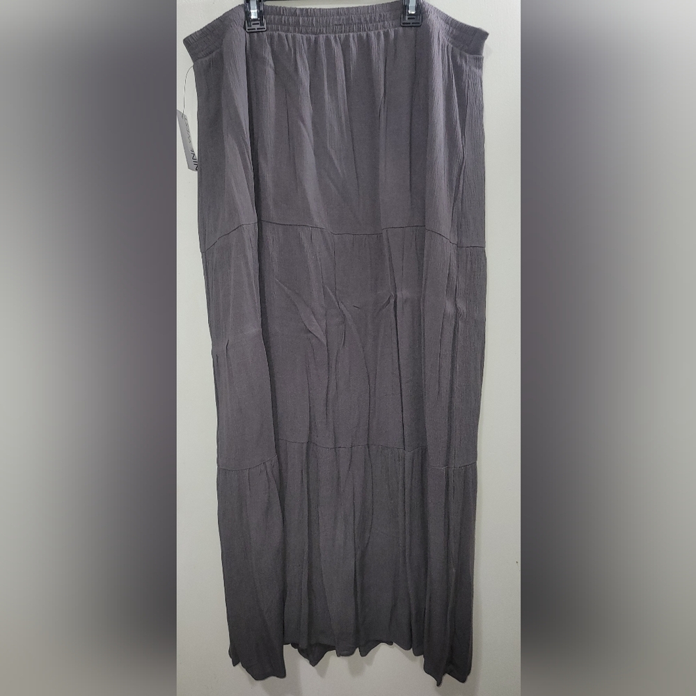 Nine West Women's Tiered Maxi Skirt - Charcoal Gray
